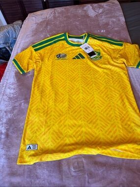 adidas Yellow Soccer Jersey with Green Accents